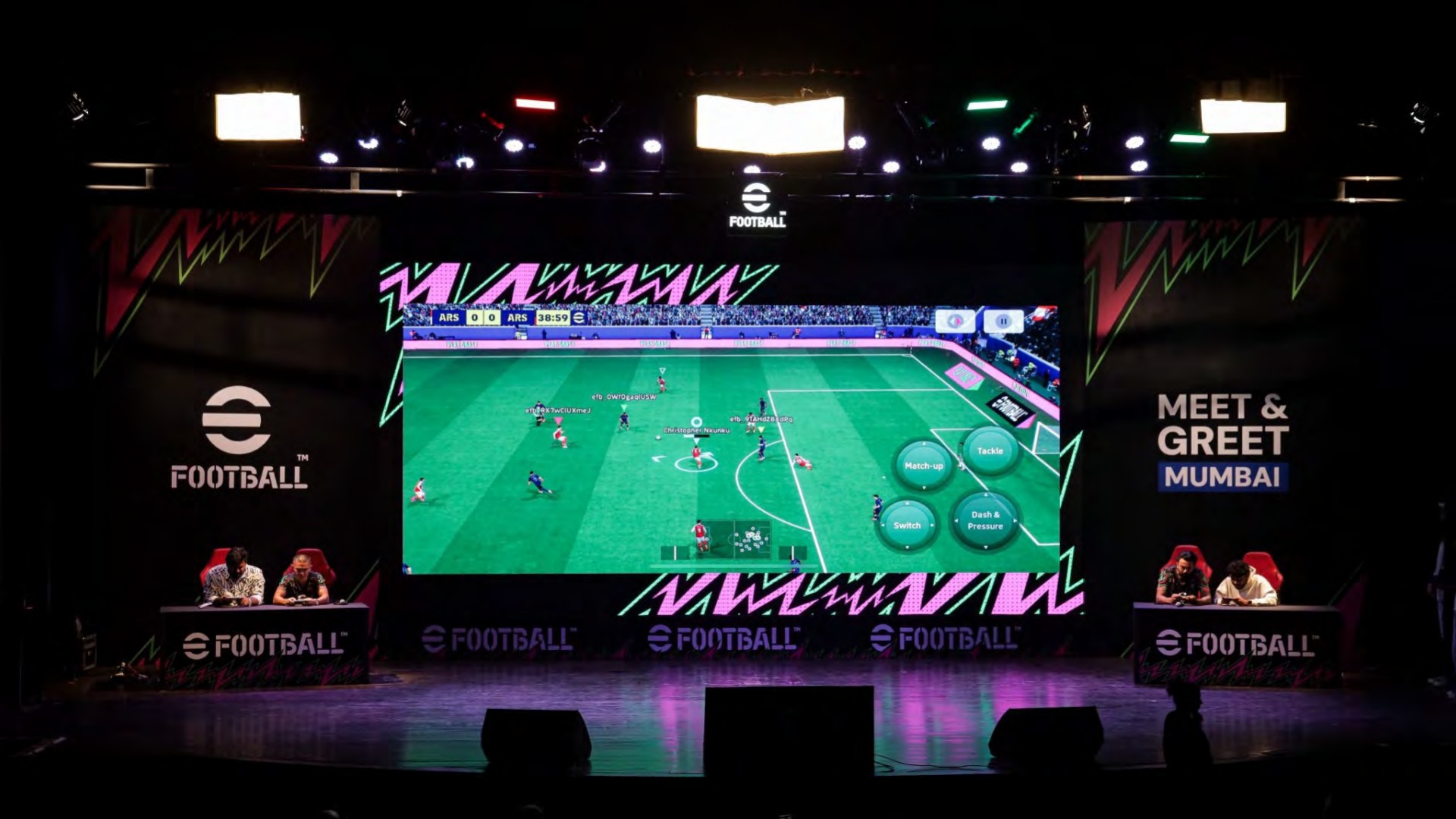 Coordinated stage graphics for the event experience.